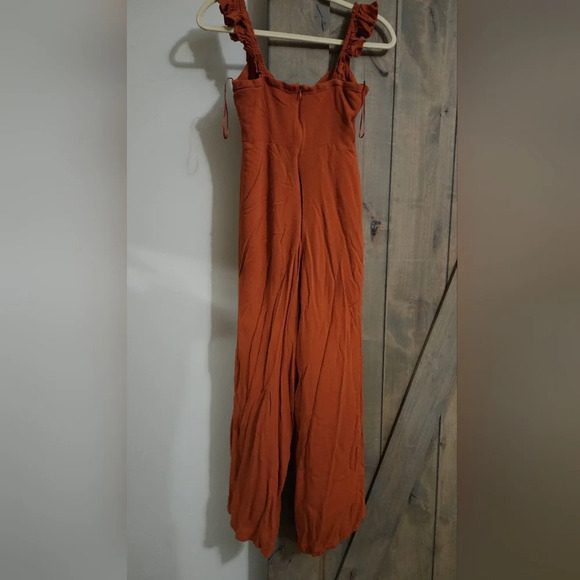 COTTON CANDY ruffle strap pant jumpsuit. Rust color. Size medium - Picture 12 of 14